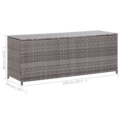 vidaXL Garten-Auflagenbox Grau 150x50x60 cm Poly Rattan