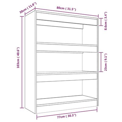 vidaXL Bücherregal/Raumteiler Betongrau 80x30x103 cm Holzwerkstoff