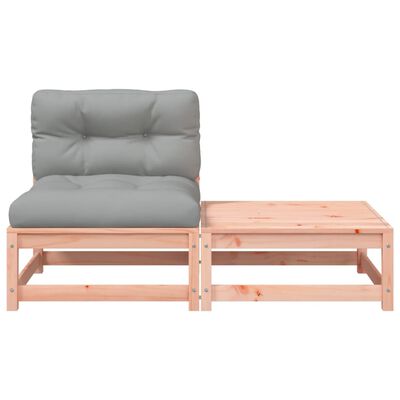 vidaXL Gartensofa ohne Armlehnen mit Kissen und Hocker