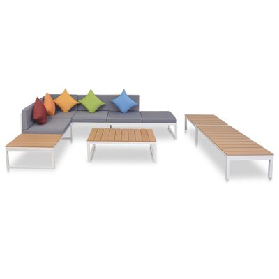 vidaXL 5-tlg. Garten-Lounge-Set mit Auflagen Aluminium und WPC