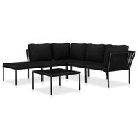 vidaXL 6-tlg. Garten-Lounge-Set mit Kissen Schwarz PVC