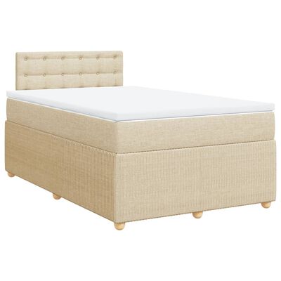 vidaXL Boxspringbett mit Matratze Creme 120x200 cm Stoff