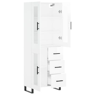 vidaXL Highboard Hochglanz-Weiß 69,5x34x180 cm Holzwerkstoff