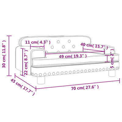 vidaXL Kindersofa Blau 70x45x30 cm Samt