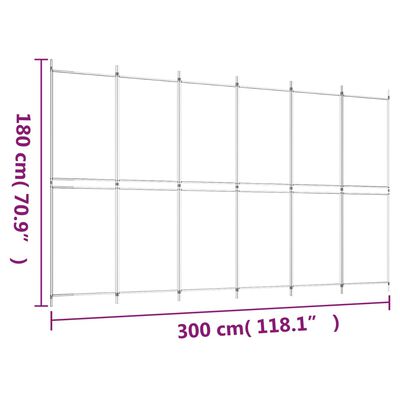 vidaXL 6-tlg. Paravent Schwarz 300x180 cm Stoff