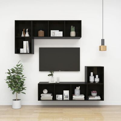 vidaXL TV-Wandschrank Hochglanz-Schwarz 37x37x72 cm Holzwerkstoff