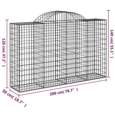 vidaXL Gabionen mit Hochbogen 5 Stk. 200x50x120/140cm Verzinktes Eisen