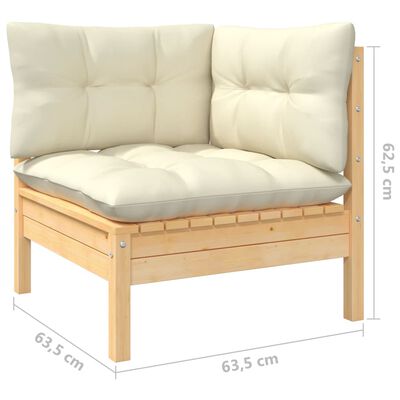 vidaXL 6-tlg. Garten-Lounge-Set mit Creme Kissen Massivholz Kiefer