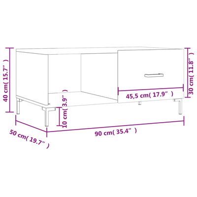 vidaXL Couchtisch Hochglanz-Weiß 90x50x40 cm Holzwerkstoff