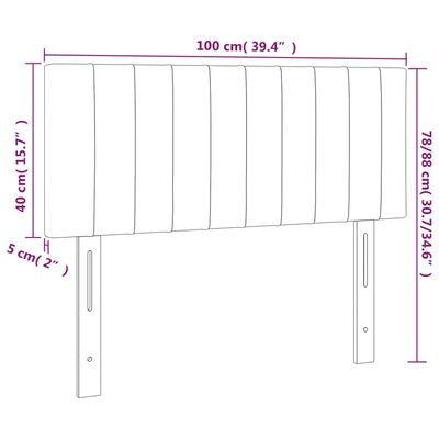 vidaXL LED Kopfteil Schwarz 100x5x78/88 cm Samt