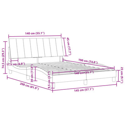 vidaXL Bettgestell mit Kopfteil Blau 140x190 cm Samt