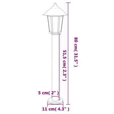 vidaXL Wegeleuchte Silbern 80 cm Edelstahl