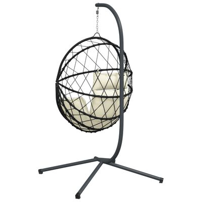 vidaXL Hängesessel Ei-Design mit Ständer Beige Rattan und Stahl