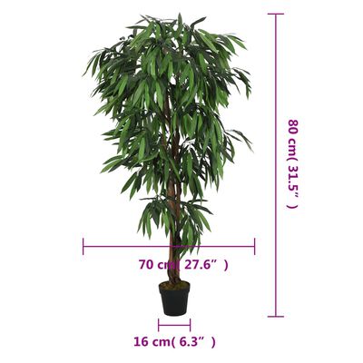 vidaXL Mangobaum Künstlich 300 Blätter 80 cm Grün