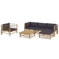 vidaXL 6-tlg. Garten-Lounge-Set mit Dunkelgrauen Kissen Bambus