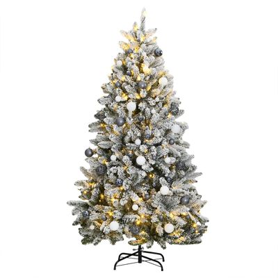 vidaXL Künstlicher Weihnachtsbaum Klappbar 300 LEDs & Kugeln 180 cm