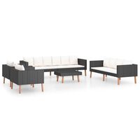 vidaXL 5-tlg. Garten-Lounge-Set mit Auflagen Poly Rattan Schwarz