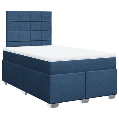 vidaXL Boxspringbett mit Matratze Blau 120x200 cm Stoff