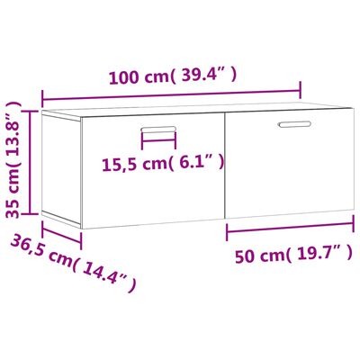 vidaXL Wandschrank Schwarz 100x36,5x35 cm Holzwerkstoff