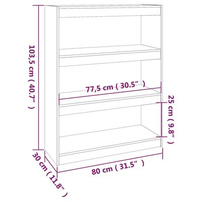 vidaXL Bücherregal/Raumteiler Honigbraun 80x30x103,5 cm Kiefernholz