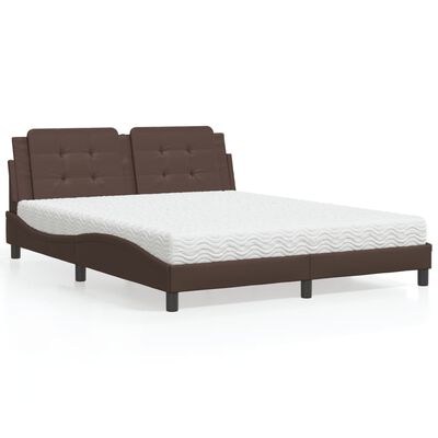 vidaXL Bett mit Matratze Braun 160x200 cm Kunstleder