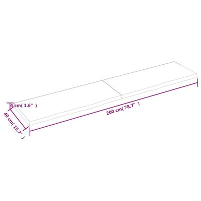 vidaXL Waschtischplatte Dunkelbraun 200x40x(2-4)cm Massivholz