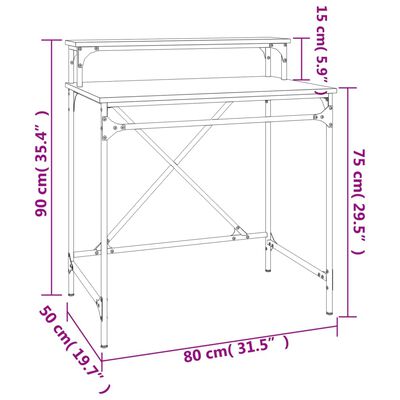 vidaXL Schreibtisch Grau Sonoma 80x50x90 cm Holzwerkstoff und Eisen