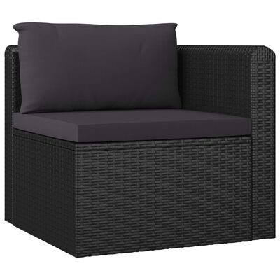 vidaXL 9-tlg. Garten-Lounge-Set mit Kissen Poly Rattan Schwarz