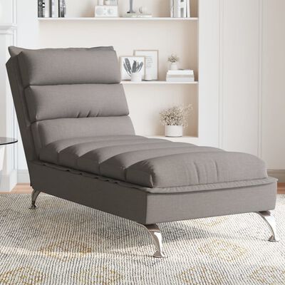 vidaXL Chaiselongue mit Kissen Taupe Stoff