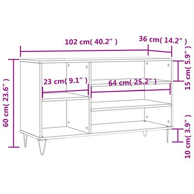 vidaXL Schuhregal Weiß 102x36x60 cm Holzwerkstoff