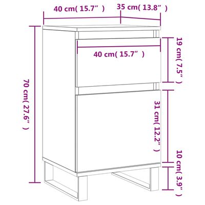 vidaXL Sideboards 2 Stk. Grau Sonoma 40x35x70 cm Holzwerkstoff