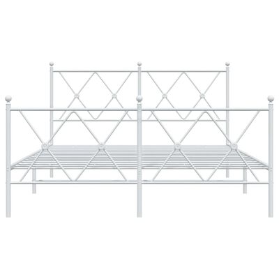 vidaXL Bettgestell mit Kopf- und Fußteil Metall Weiß 140x200 cm