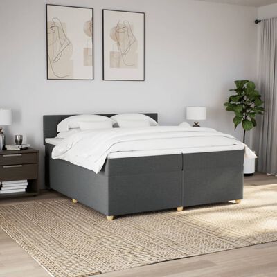 vidaXL Boxspringbett mit Matratze Dunkelgrau 200x200 cm Stoff