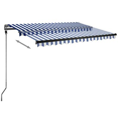 vidaXL Automatische Markise mit LED & Windsensor 300x250 cm Blau Weiß