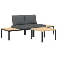 vidaXL 3-tlg. Garten-Sofagarnitur mit Kissen Schwarz Aluminium