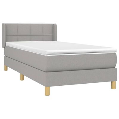 vidaXL Boxspringbett mit Matratze Hellgrau 90x200 cm Stoff