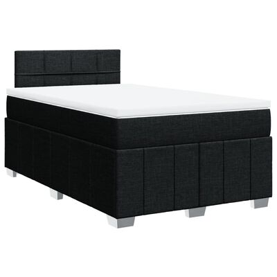 vidaXL Boxspringbett mit Matratze Schwarz 120x200 cm Stoff