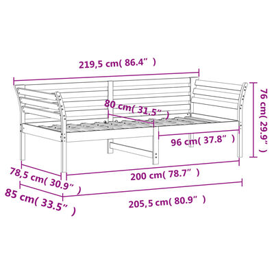 vidaXL Tagesbett ohne Matratze Weiß 80x200 cm Massivholz Kiefer