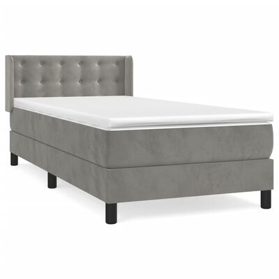 vidaXL Boxspringbett mit Matratze Hellgrau 80x200 cm Samt