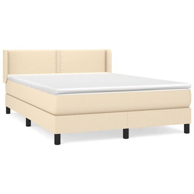 vidaXL Boxspringbett mit Matratze Creme 140x200 cm Stoff