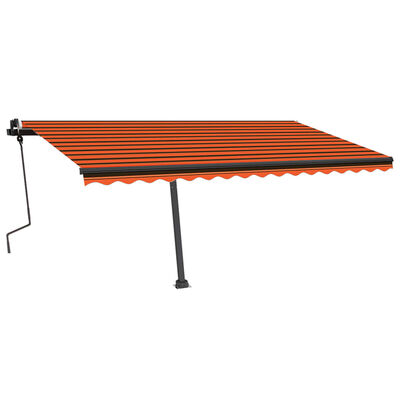 vidaXL Markise Manuell Einziehbar mit LED 450x350 cm Orange und Braun