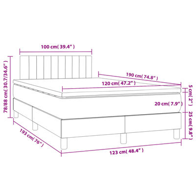 vidaXL Boxspringbett mit Matratze Creme 120x190 cm Stoff