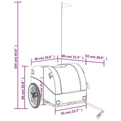 vidaXL Fahrradanhänger Schwarz und Gelb 45 kg Eisen