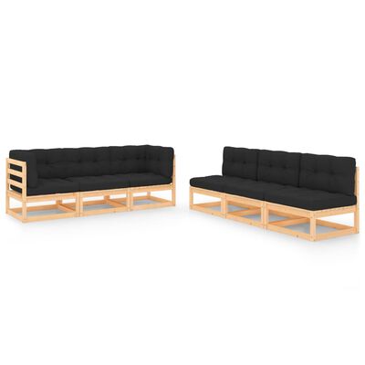 vidaXL 6-tlg. Garten-Lounge-Set mit Kissen Massivholz Kiefer