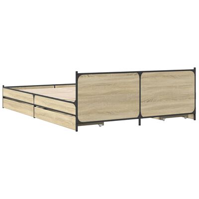 vidaXL Bettgestell mit Schubladen Sonoma-Eiche 160x200cm Holzwerkstoff