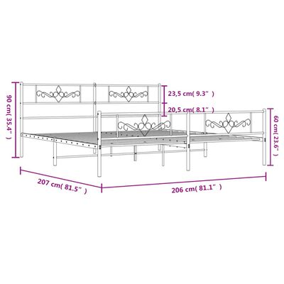 vidaXL Bettgestell mit Kopf- und Fußteil Metall Weiß 200x200 cm