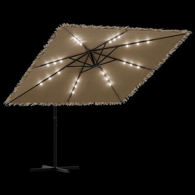 vidaXL Sonnenschirm mit LED und Stahlmast Braun 246x246x230 cm