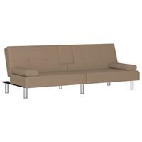 vidaXL Schlafsofa mit Getränkehaltern Cappuccino Kunstleder