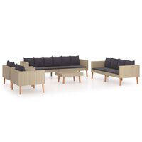 vidaXL 5-tlg. Garten-Lounge-Set mit Auflagen Poly Rattan Beige