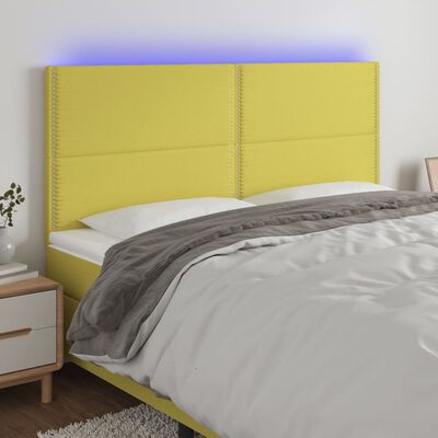 vidaXL LED Kopfteil Grün 160x5x118/128 cm Stoff